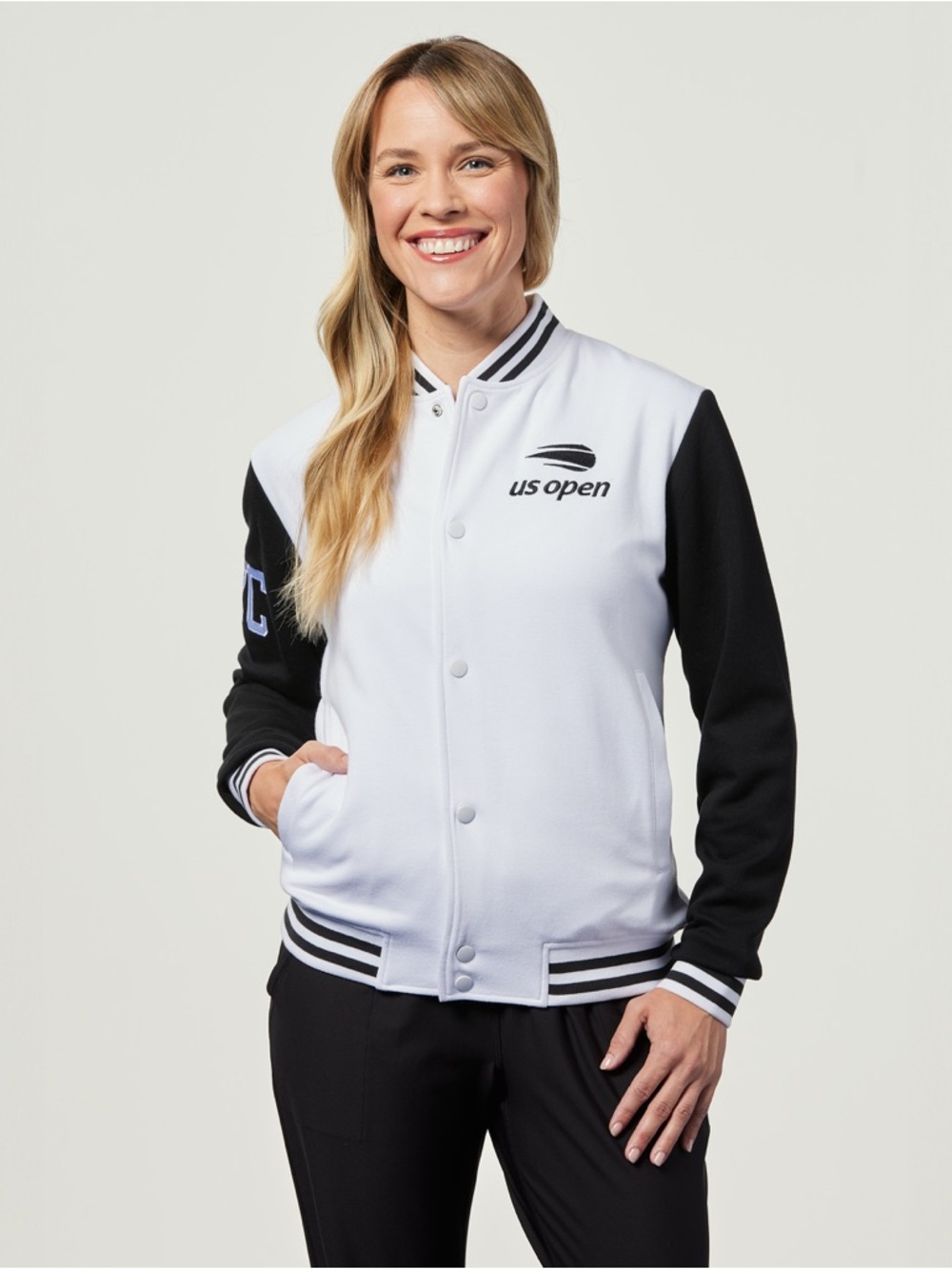 US Open Women’s Letterman Jacket in Navy and White